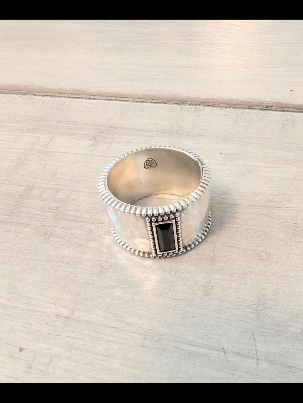 Brighton "Pretty Tough Black Gem Wide Band Ring Size 7.5-8